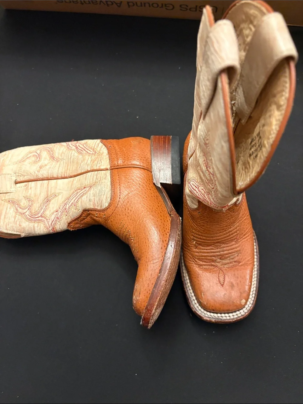 Leather Mexican Tan & Cream Western Cowboy Boots size N18